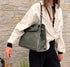 Juli - Handmade Calf Leather Studs Bag With Metallic Closure Petrol Green